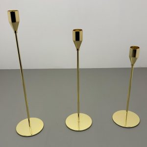 Elegantes Kerzenständer-Set aus Metall (3-teilig, Gold)